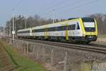 612 051 mit einem weiteren Triebwagen als IRE 3 / IRE 3047, Basel Bad Bf - Ulm, am 24.02.2021 in der Nähe von Meckenbeuren.