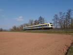 Fernab seiner Heimat war 612 014 am 26.03.2022 auf der Fuldatalbahn unterwegs in Richtung Süden.