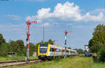 612 107 und 612 008 als RE 3220 (Ulm Hbf - Donaueschingen) in Mengen 21.8.23