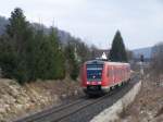 612 083-6 fuhr am 2.Januar 2008 als IRE 3228 von Ulm Hbf nach Aalen. Hier bei Knigsbronn.