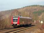 612 575 fhrt Hof - Nrnberg ohne Neitech am sonnigen 3.12.2009 hier im Anstieg bei Fattigau aufgenommen.