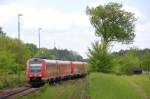 612 980 als Verstrker-RE 32187 am 24.05.2010 bei der Ausfahrt aus Freihls