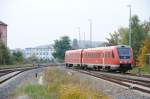 7.10.2010 11:05 DB AG Baureihe 612 647 beim rangieren im Gleisvorfeld des Geraer Hauptbahnhofs.