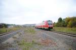 7.10.2010 13:52 DB AG Baureihe 612 557 als RE aus Hof (Saale) nach Gera bei der Einfahrt in den Bahnhof Gera Sd.