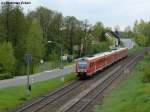 RE 3461 in Form von 2x612 als Franken-Sachsen Express bei der Durchfahrt in Immenreuth, 12.05.2010