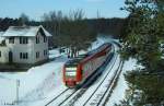 DB 612 153 als RE 3693 Gera - Regensburg, KBS 855 Hof - Regensburg, fotografiert bei Loisnitz am 07.03.2010