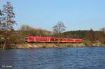 DB 612 082 als RE 3697 Gera - Regensburg, KBS 855 Hof - Regensburg, fotografiert am Rechenweiher bei Escheldorf am 22.03.2012 