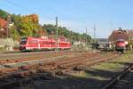 612 096 verlsst an 03. Oktober 2012 als RE nach Lichtenfels den Bahnhof Kronach. 