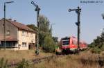 612 611 legt sich am 24.7.12 als RE nach Nrnberg in Hiltersdorf in die Kurve .