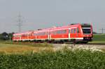 612 580 fhrt in DT als RE von Ulm nach Oberstdorf hinter Buchloe am 07.07.2013