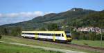 Am 27. September 2014 hatte ich Glück, denn der im  3-Löwen-Takt -Design lackierte 612 112 war auf der Zollernalbbahn unterwegs. Hier als IRE 3256 (Stuttgart-Aulendorf) bei Albstadt-Laufen.