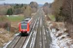 612 168 mit RE5286 von Hof nach Nürnberg bei Waldershof, 04.04.2015