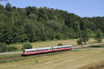 VT 411 und VS 250 als RB 22271 (Ulm Hbf-Engstingen) bei Grafeneck 1.7.18