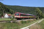 VT 42 und VT 43 als HzL87626 (Blumberg Zollhaus-Sigmaringen) bei Neidingen 12.8.18