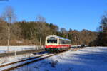 VT 413 der SAB als SAB 88201 (Ulm Hbf - Gammertingen) bei Grafeneck 14.1.22