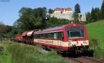 VT 43 der HzL mit einem Fotozug beim Schloss Grafeneck 18.8.11