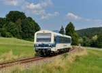 Der VT 08 als RB 32990 nach Cham am 23.07.2013 bei Miltach.