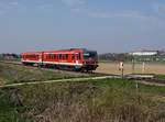 Der 628 626 als RB nach Bogen am 09.04.2017 unterwegs bei Mallersdorf.