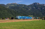 628 423 der Gäubodenbahn fährt als RB von Aschau nach Prien, hier kurz nach Aschau.