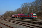 DB Westfrankenbahn 628 551 am 23.02.18 in Obernburg-Elsenfeld als RE nach Crailsheim