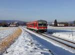 Der 628 646 als REX nach Freilassing am 08.02.2019 unterwegs bei Braunau.