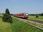 Der 628 559 als RB nach Mühldorf am 09.06.2019 unterwegs bei Weidenbach.