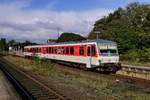 628 521 am 02.Oktober 2019 im Bahnhof Husum bei der Ausfahrt nach St-Peter-Ording.