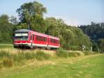 Br.628 267-7 fuhr am 25.Juli 2007 ber die Brenzbahn von Ulm Hbf nach Crailsheim.