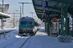 628 526 und 928 542 als RE 5 / RE 4218, Lindau-Insel - Stuttgart, am 15.01.2021 bei der Abfahrt in Friedrichshafen