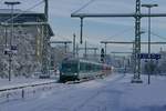 628 526 und 928 542 als RE 5 / RE 4209, Stuttgart - Lindau-Insel, am 15.01.2021 bei der Einfahrt in Friedrichshafen