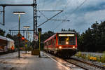 Als RB nach Leutkirch machte am 10.07.20 der 628 902 Halt im Bahnhof von Kißlegg 