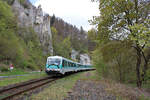 DB 628 436  Anna  und 628 486  Maria  sind am 01.05.2022 im Rahmen ihrer Abschiedsfahrt bei DB Regio in Baden-Württemberg von Ulm nach Triberg unterwegs.