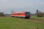 Am 19.03.23 war 628 225 der CLR auf dem Weg nach Wörlitz, hier passiert er soeben Griesen.