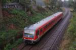 DB Dieseltriebwagen 628 511-8 bei typisch Bergischem Regenwetter (auch Bergisches Normalwetter genannt) in Remscheid Lennep in den Morgenstunden des 07.09.07.