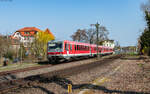 628 471 und 628 467 als RE 12022 (Karlsruhe Hbf - Neustadt(W) Hbf) im Bahnhof Kandel 18.3.26
