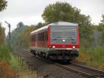 Der 628 549-8 ist am 21.10.07 als RB 14786 auf dem Weg nach Hamburg-Harburg und hat so eben das ESIG Hodenhagen passiert 