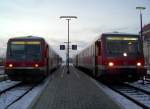 Der 628 557 und der 628 593 am 04.01.2008 in Pfarrkirchen. 