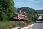 629 344 fhrt am Abend des 19.06.08 als RE 22532 von Ulm Hbf nach Crailsheim, aufgenommen beim Verlassen von Unterkochen (Brenzbahn, KBS 757).