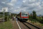 628 684-0 verlsst am 11.08.2008 den Bahnhof von Lauenburg als RB nach Lneburg.