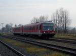 Der 628 593 am 07.12.2008 bei der Ausfahrt aus Pfarrkirchen.