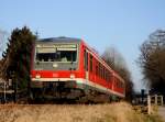 Der 628 585 am 29.12.2008 auf der Rottalbahn bei Pfarrkirchen.