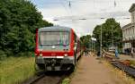 Die Kieler Triebwagen 628 209 und 628 218 warten am 21.06.2009 als RB nach Dannenberg Ost im Bahnhof Lneburg-Westseite auf Fahrgste.