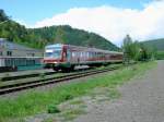 Die RB 628 286-0 bei der Einfahrt in den Dahner Bahnhof