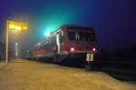 Gare de Lauterbourg mit der 628 309 in Richtung Deutschland, am 29.10.09 um 18.43 Uhr.