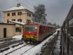 Der 628 071 der NEG  am 13.02.2010 als BLB Ersatzzug bei der Einfahrt in Piding.