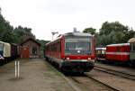 628 685 als SEx (offizielle Abkrzung) von Kiel Hbf zum Schnberger Strand erreicht am 15.08.2010 seinen Endbahnhof.