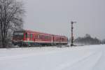 Winterimpression kurz hinter Alttting: 628 560 macht sich auf den Weg Richtung Mhldorf (Oberbay).