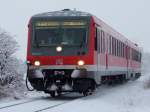 DB 928 611 auf dem Weg nach Frankenthal (Pfalz) Hbf am 20.12.2010 in Flomersheim.