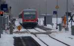 Nachschu auf den Triebwagen 628/928 668 in Glesch am 31.12.2010 am Bahnsteig in Richtung Bergheim.