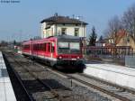 08.03.2011: 628 695 hat als RB 38479 (Germersheim-Bruchsal) den Bahnhof Phillipsburg (Baden) erreicht.